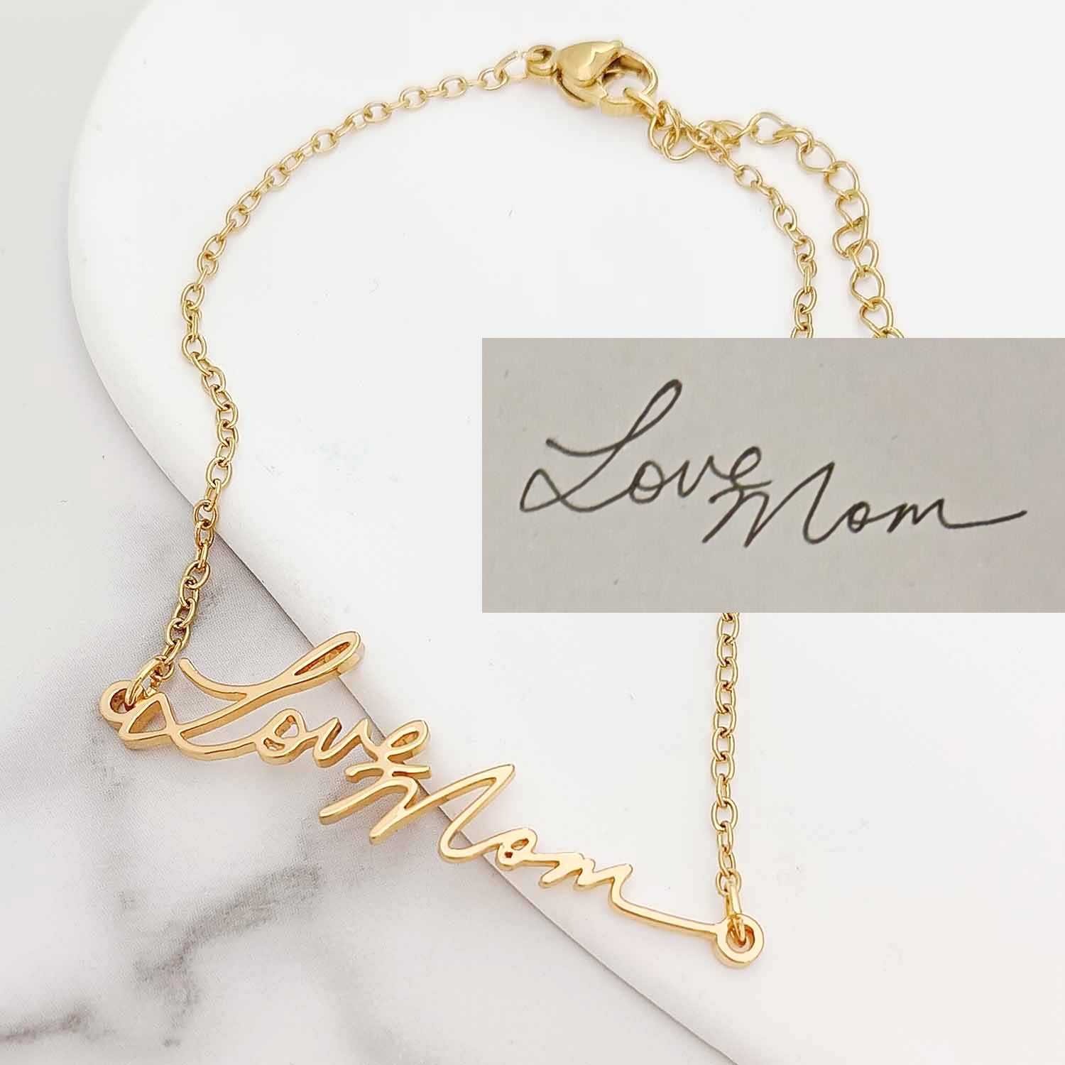 Custom Handwriting Bracelet – Stainless Steel in Gold / Silver / Rose Gold