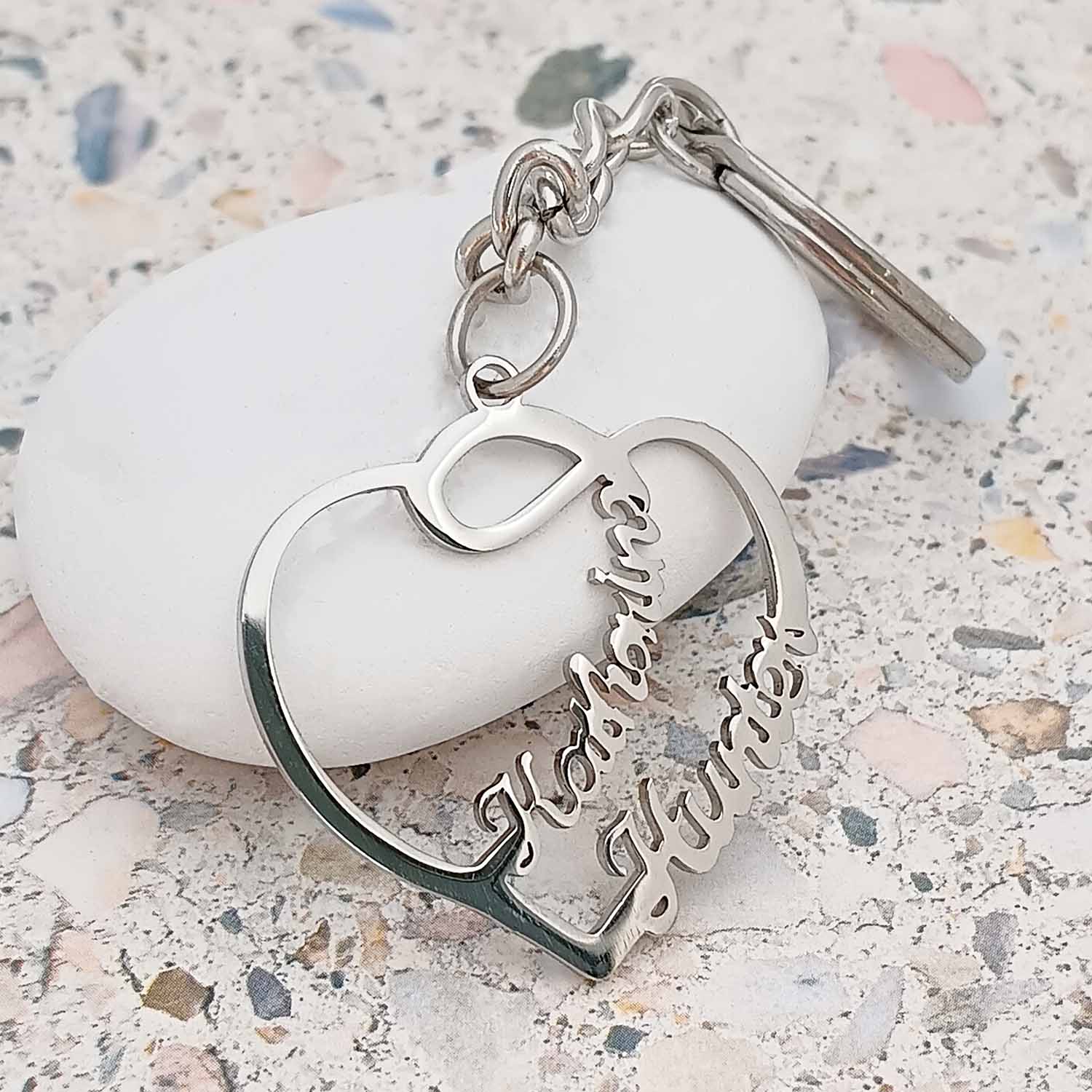 Custom Infinity Heart Name Keyring – Stainless Steel in Gold, Silver, or Rose Gold
