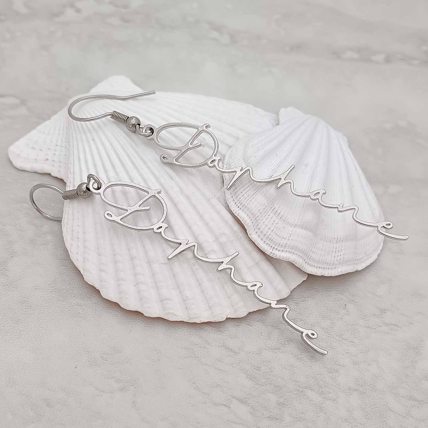 Custom Vertical Drop Name Earrings – Personalized Stainless Steel Dangle Jewelry