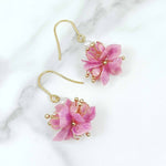 Pink Flower Fresh Water Pearls Drop Earrings