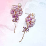 Pink & Purple Hyacinth Cluster Earrings – Hand-Painted Resin Floral Drops