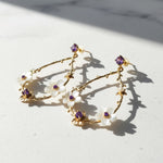 Whimsical Mother-of-Pearl Flower & Birthstone Drop Earrings