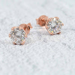 Rosegold Plated S925 Lab Grown Portuguese Cut Diamond Stud Earrings