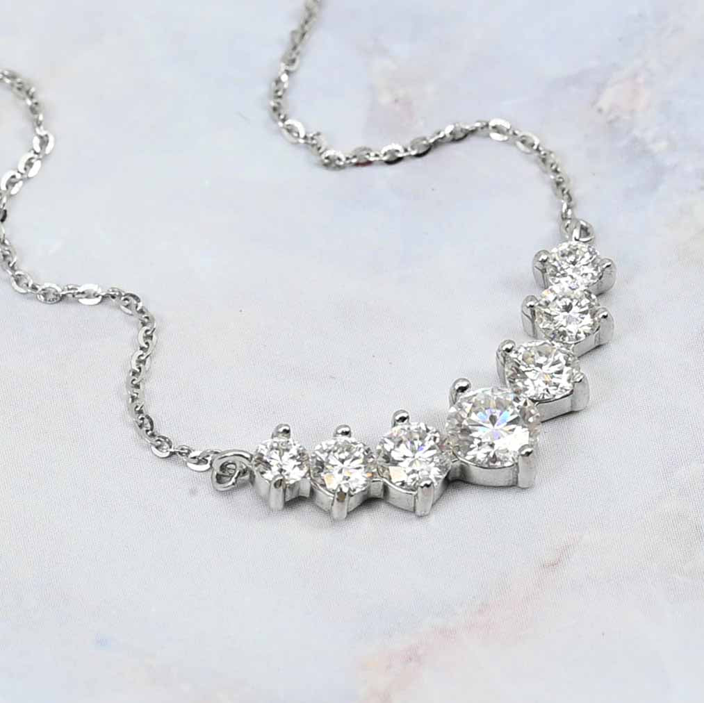 Sterling Silver Brilliant Cut Lab Grown Moissanite Diamond Pendant Necklace
