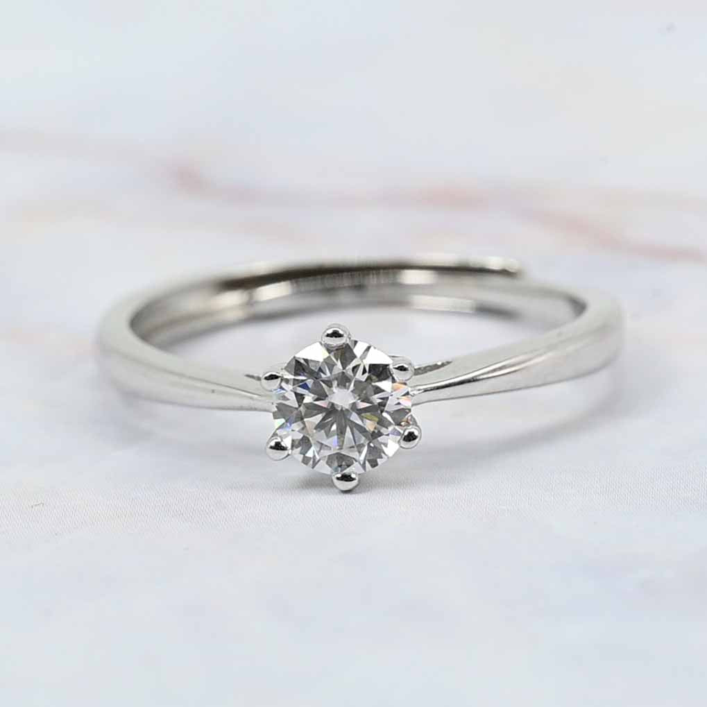 0.50ct Lab Moissanite Diamond Ring – Round Cut with Platinum Plating & Silver