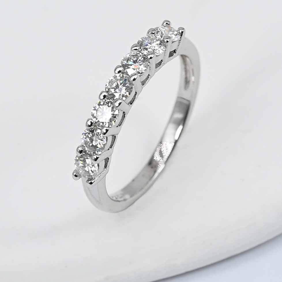 Sterling Silver Brilliant Cut Lab Grown Diamond Claw Set Eternity Band 0.70ct , S925 Moissanite Ring