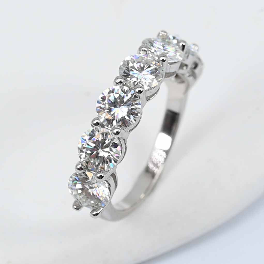 Sterling Silver Brilliant Cut Lab Grown Diamond Claw Set Eternity Band 3.5ct , S925 Moissanite Ring