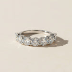 Sterling silver 3.5ct lab-grown diamond eternity ring with seven round brilliant-cut moissanite stones