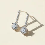 1ct moissanite drop earrings with pavé row in platinum plated sterling silver