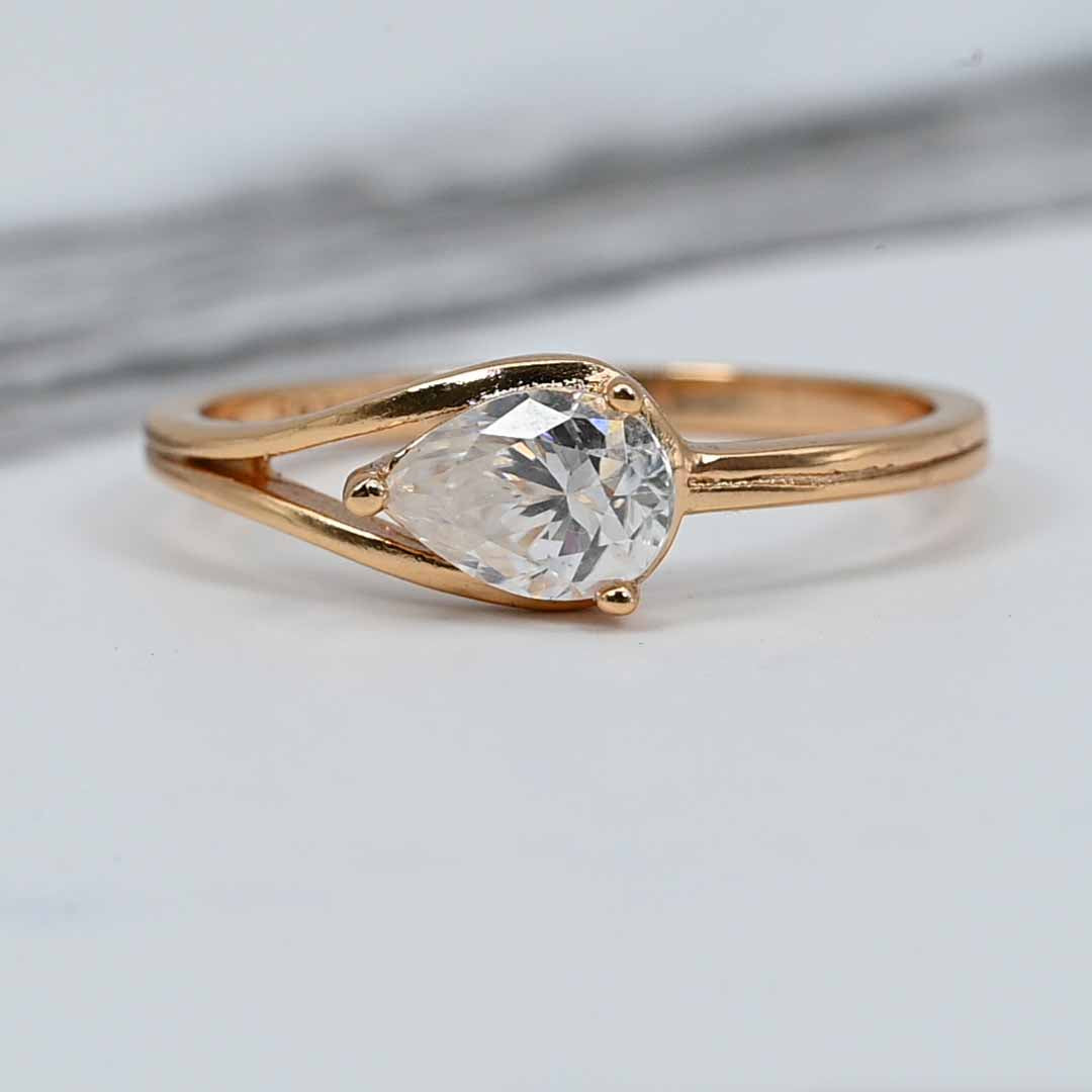 Gold Plated Sterling Silver Lab Grown Diamond Claw Set Ring 1.0cts , Gold Plated S925 Moissanite Ring