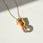 Handpainted Enamel Glass Acorn Squirrel Necklace