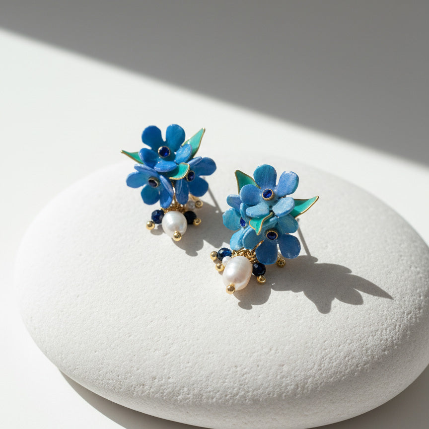 Forget-Me-Not Floral Pearl Earrings – A2K London