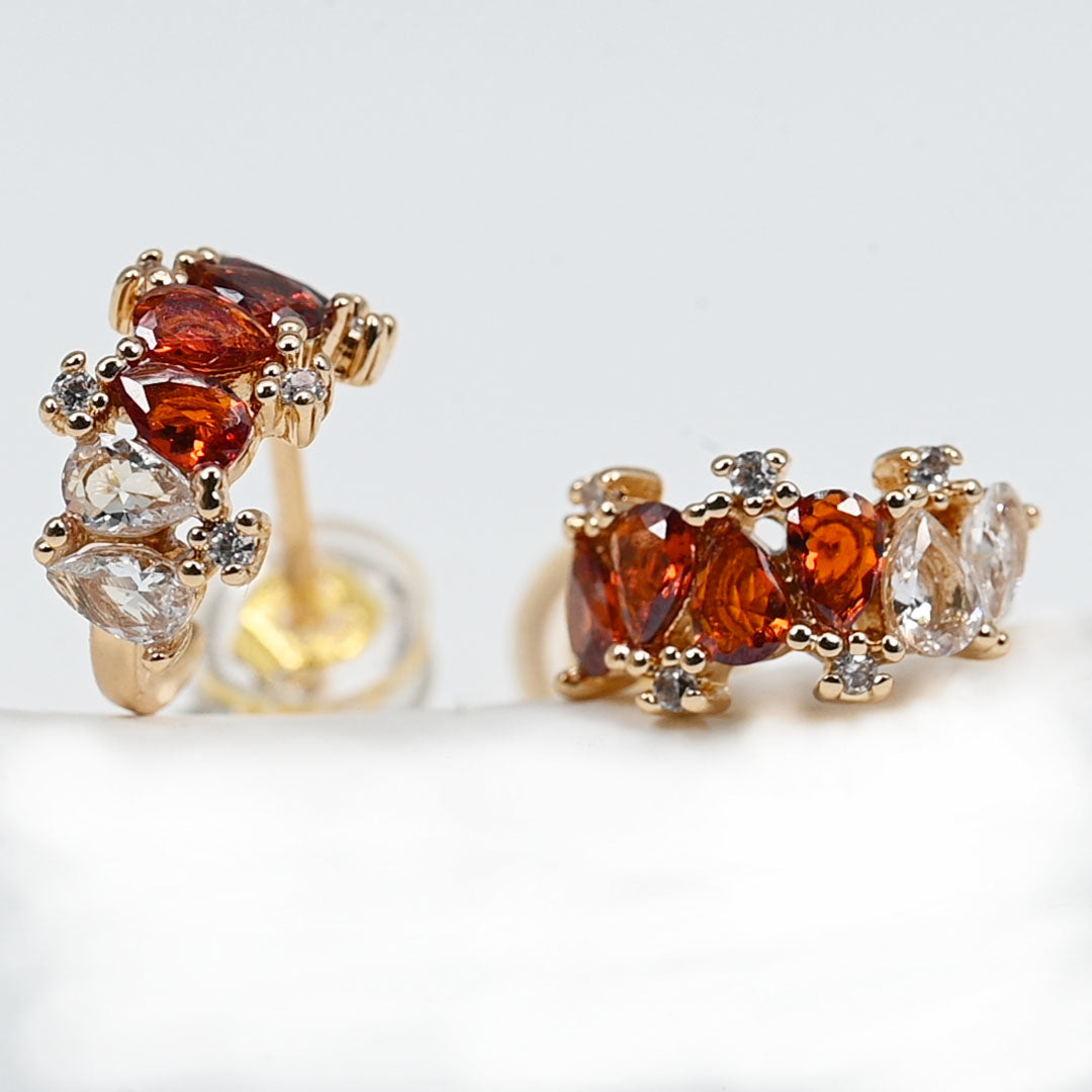 Birthstone Half-Hoop Stud Earrings – Gold-Plated, 12 Months