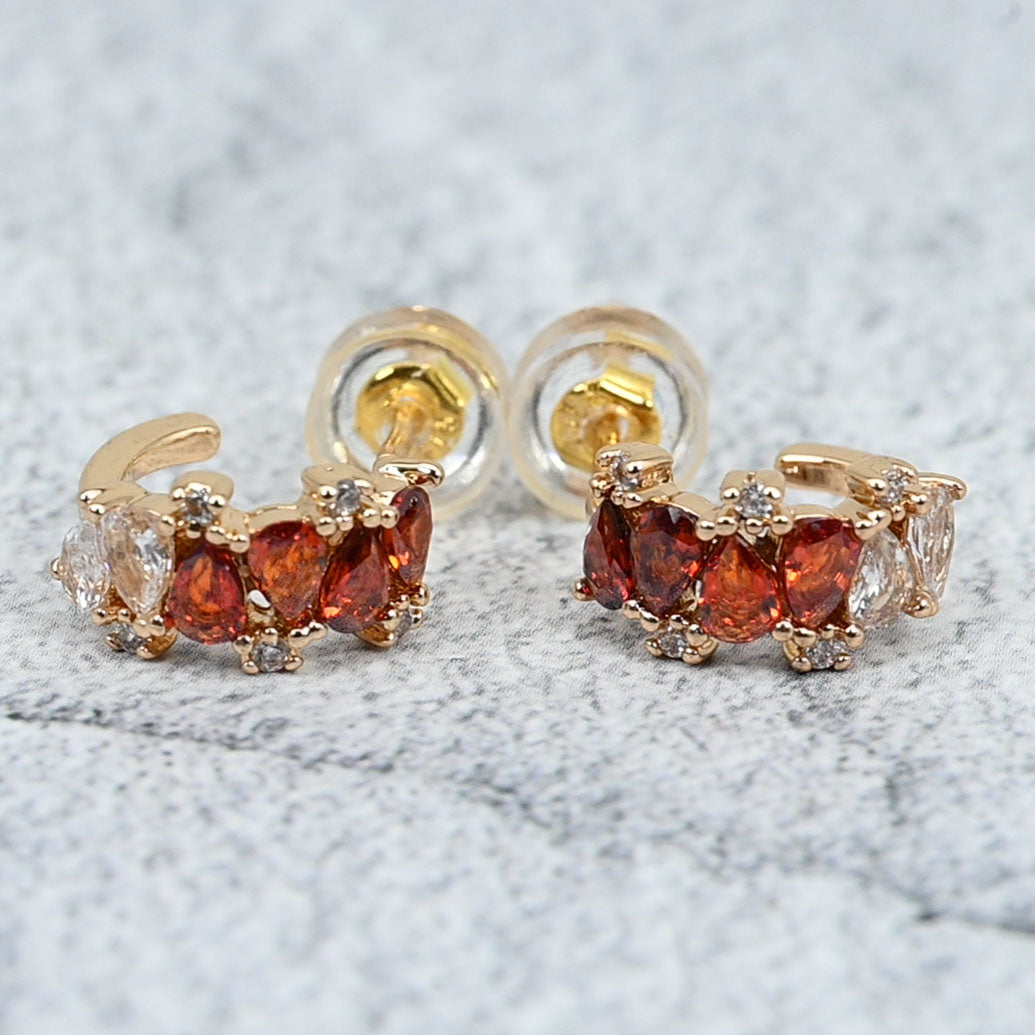 Birthstone Half-Hoop Stud Earrings – Gold-Plated, 12 Months