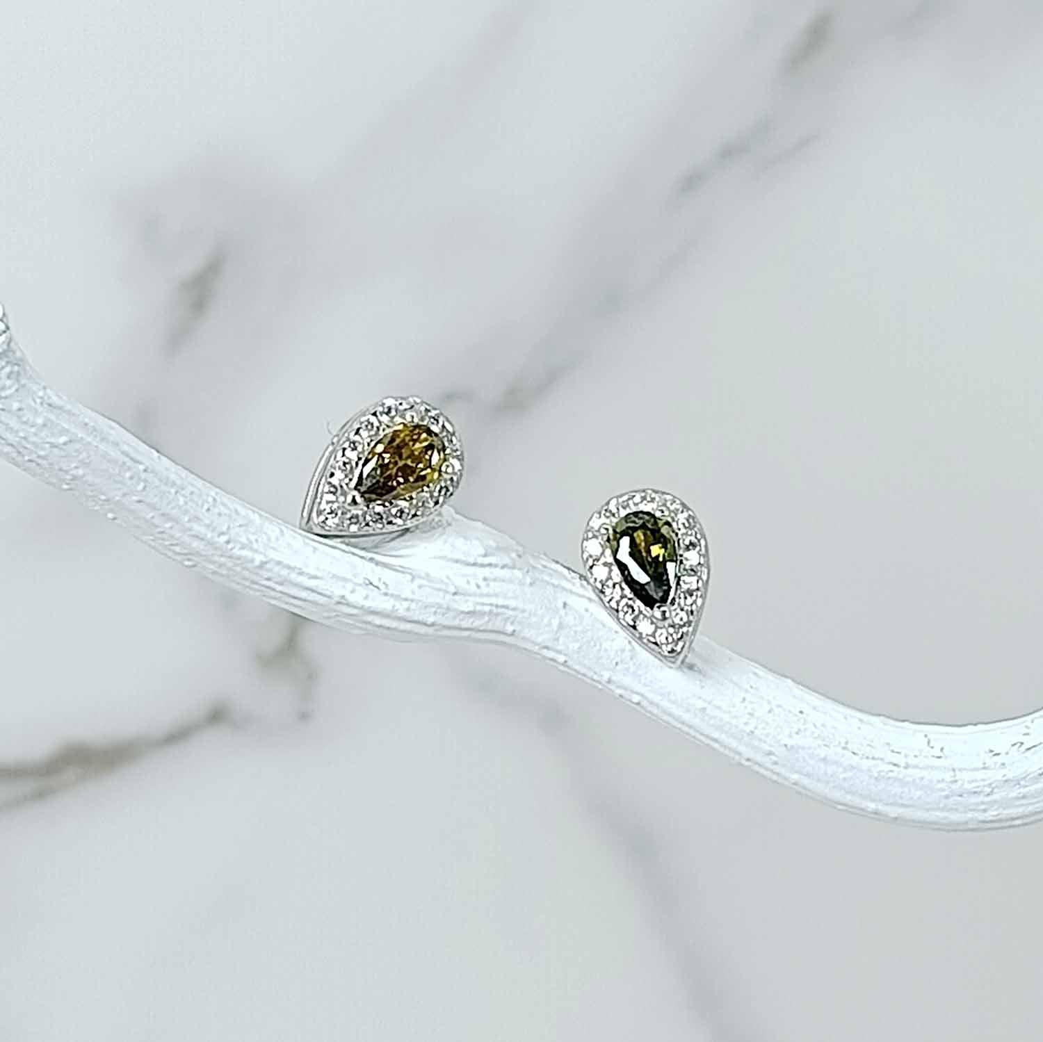 Birthstone Pear Drop Stud Earrings – 925 Sterling Silver
