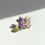 Handcrafted orchid floral brooch with freshwater pearls