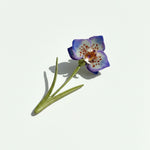 Handcrafted blue floral resin brooch with hand-painted petals