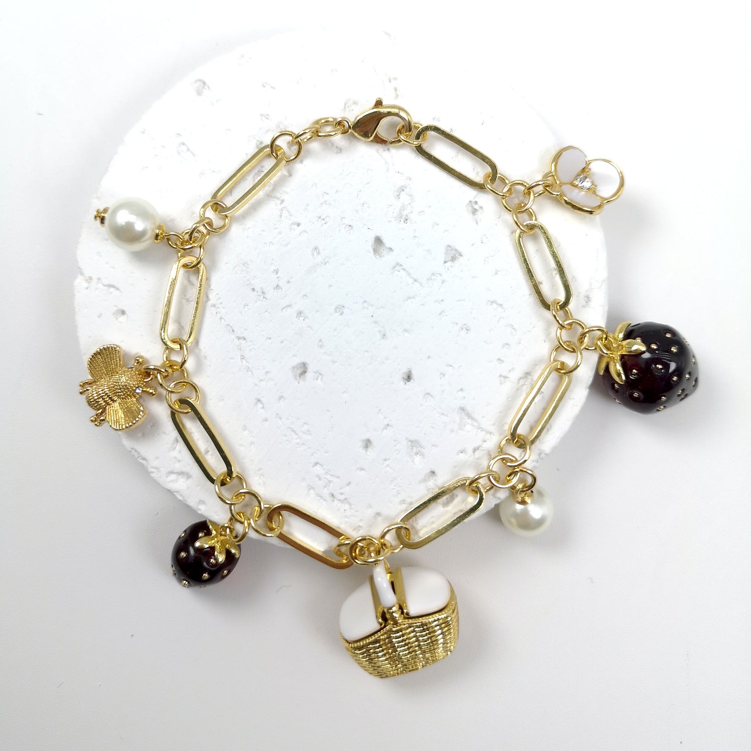 Strawberry Cham Bracelet Picnic Basket Bee Bracelet