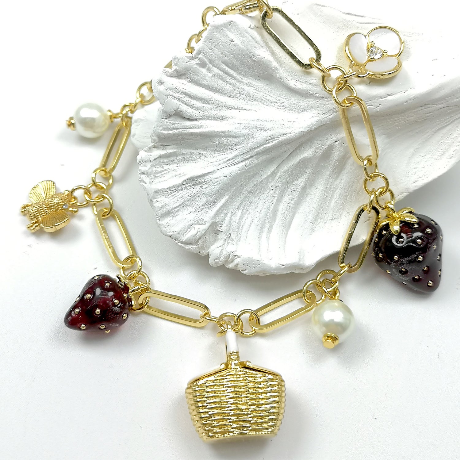 Strawberry Cham Bracelet Picnic Basket Bee Bracelet