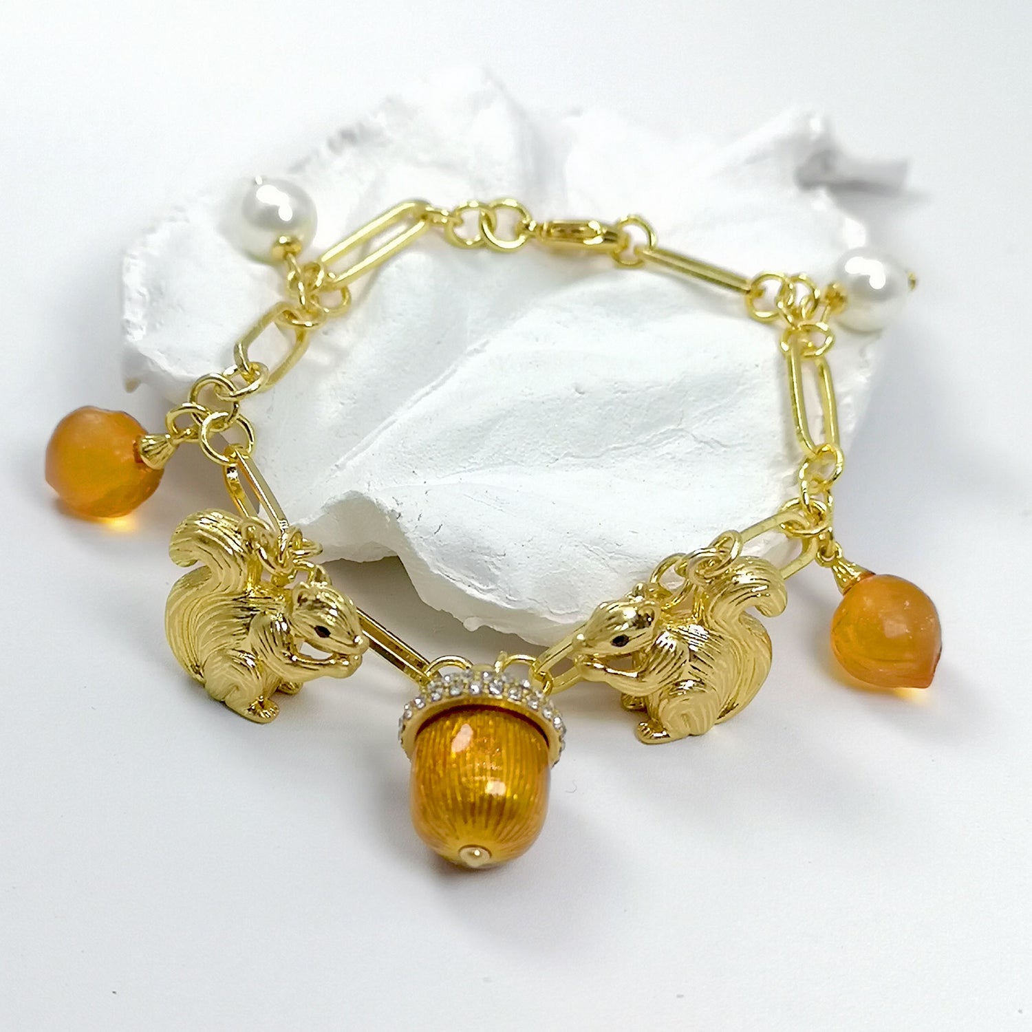 Squirrels Acorns Charm Bracelet