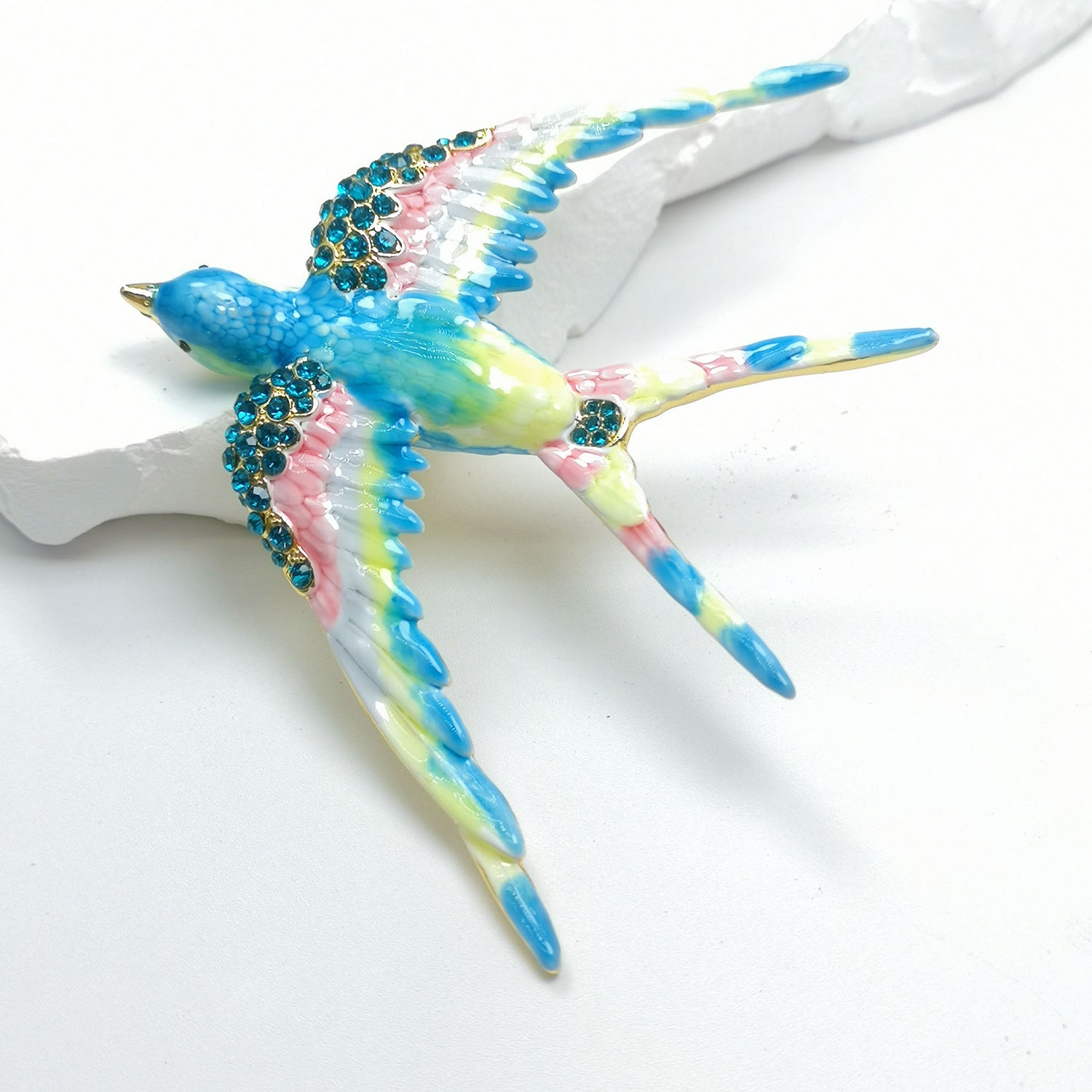 Enamel Blue Sparrow Brooch
