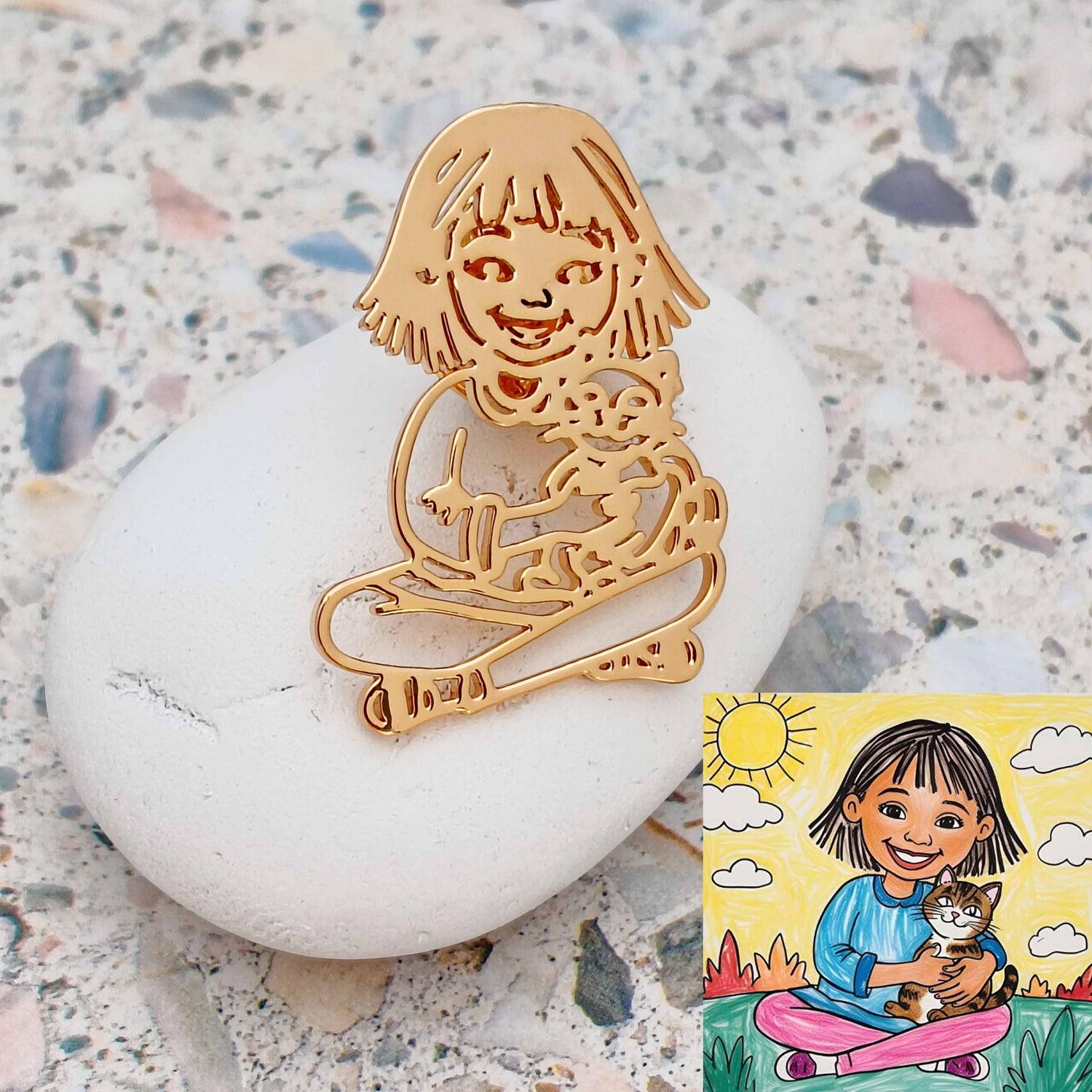 Custom Drawing Brooch – Personalised Stainless Steel Pin