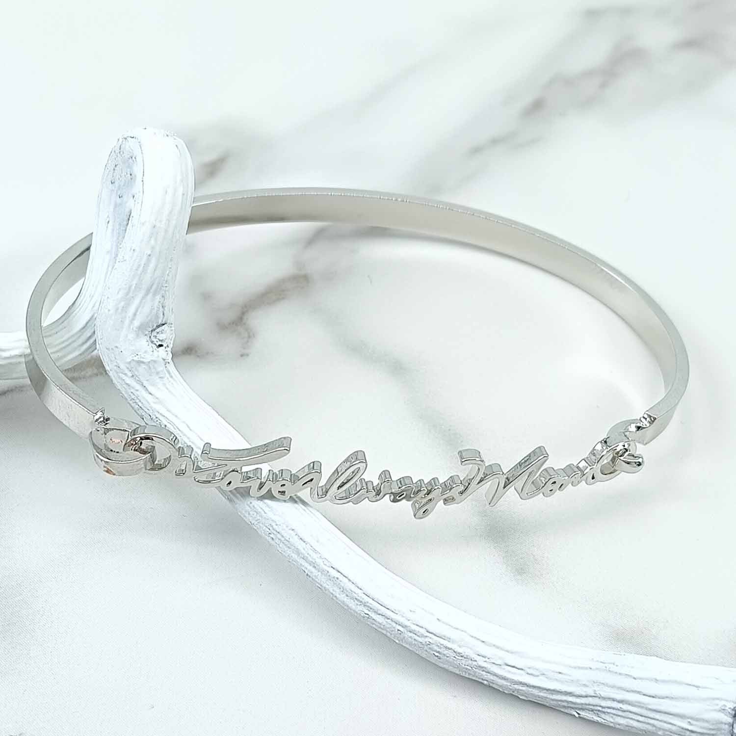 Custom Handwriting Bangle – Stainless Steel in Gold, Silver, Rose Gold