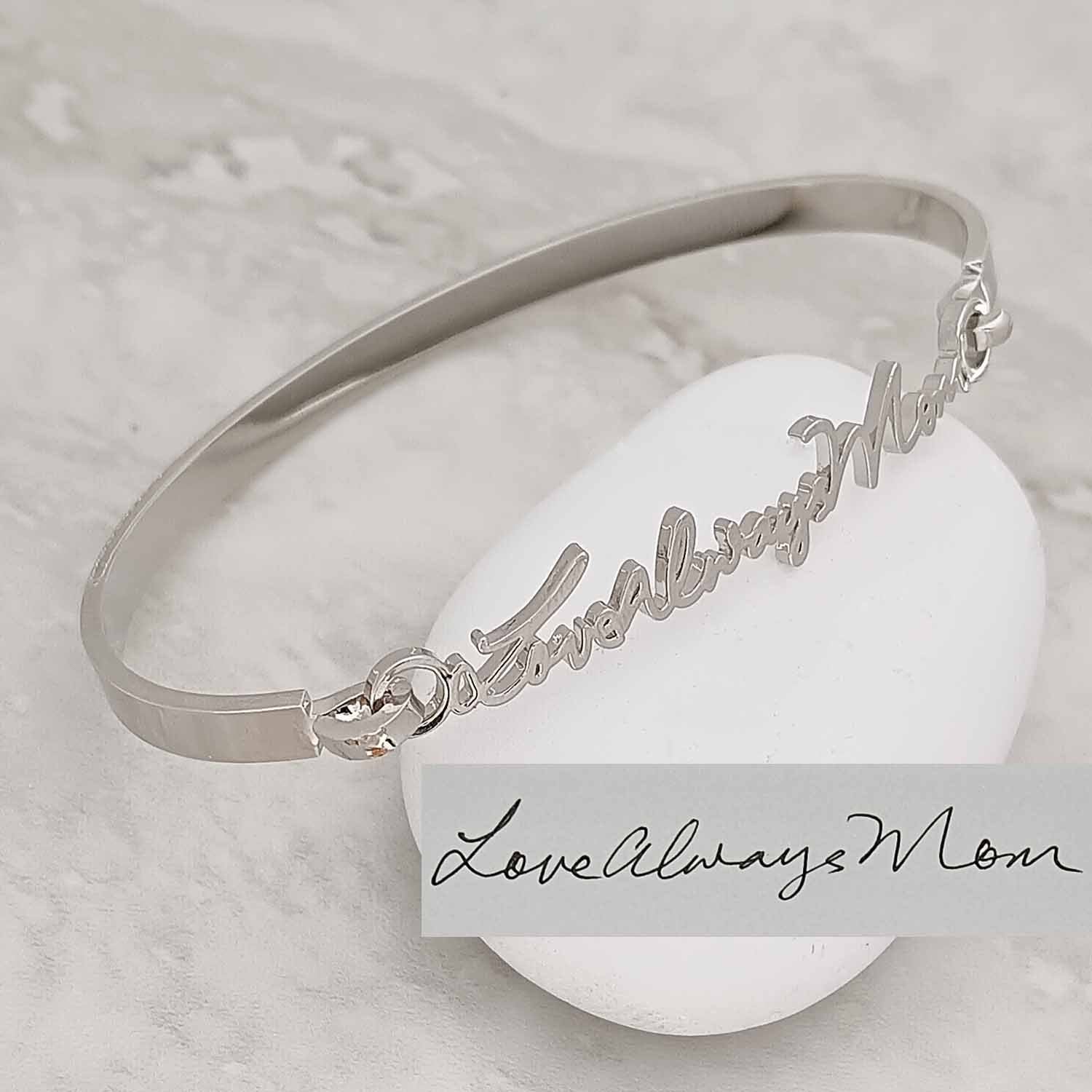 Custom Handwriting Bangle – Stainless Steel in Gold, Silver, Rose Gold