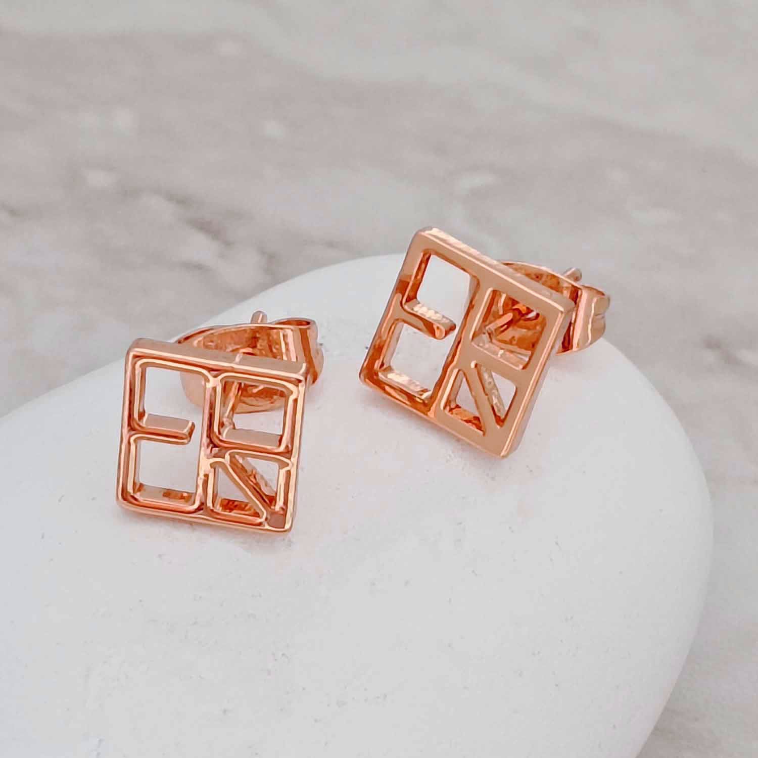 Monogram Name Stud Earrings – Gold / Silver / Rose Gold