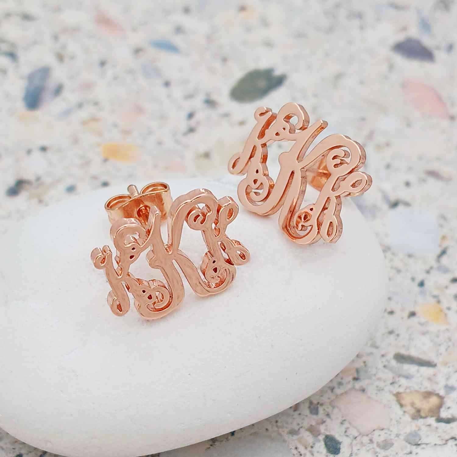 Custom A-Z Monogram Stud Earrings – Stainless Steel, 3 Colors