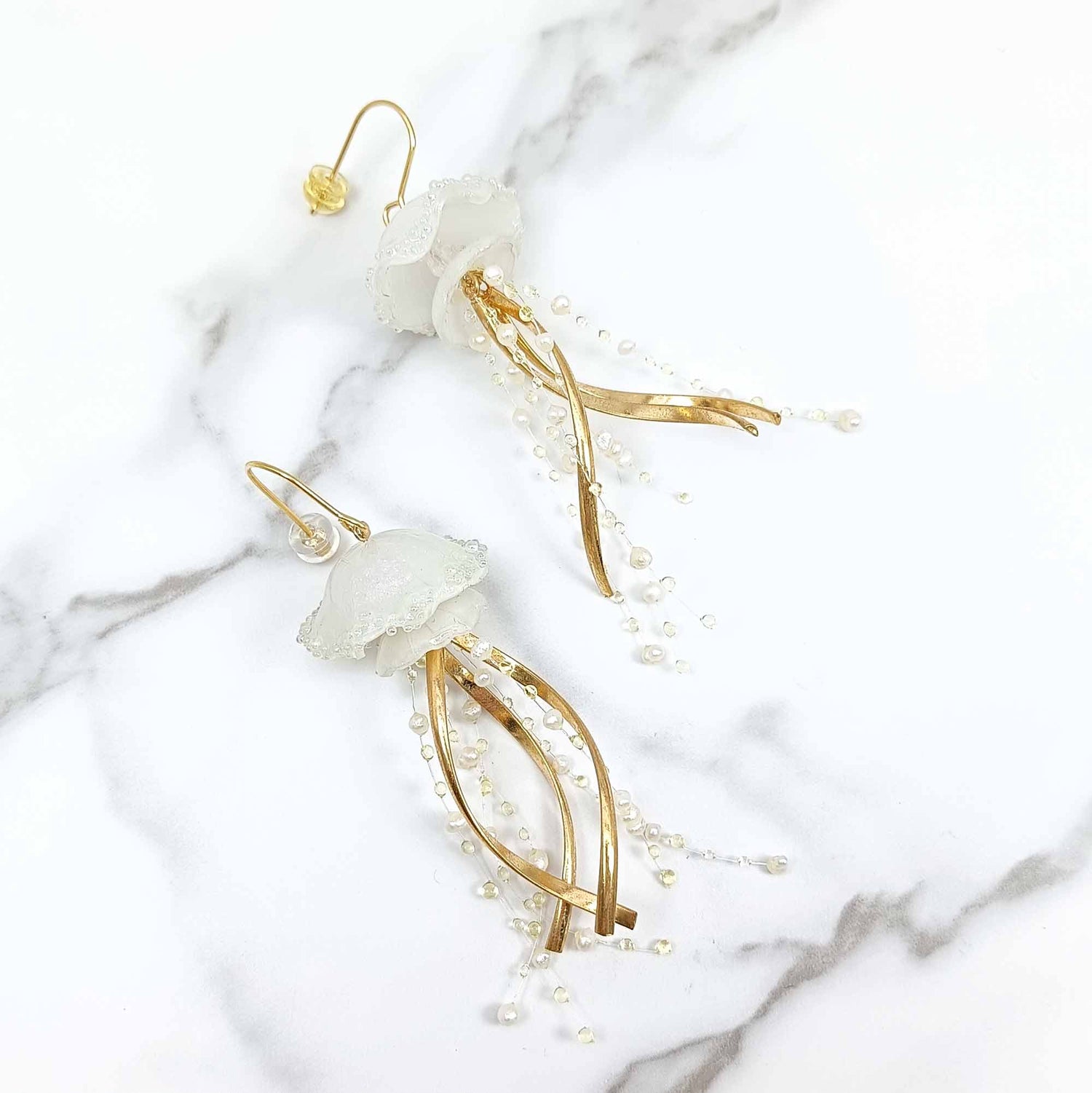 Jellyfish Fresh Water Pearls Dangle Drop Hook Earrings