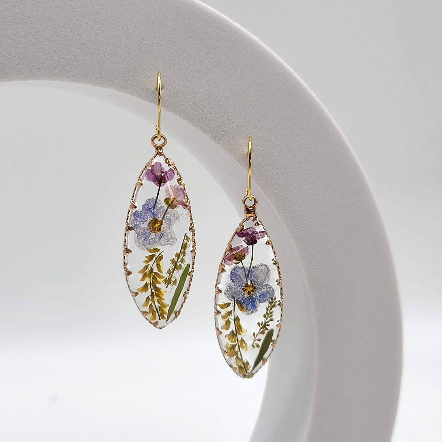 Pressed Flower Hook Earrings