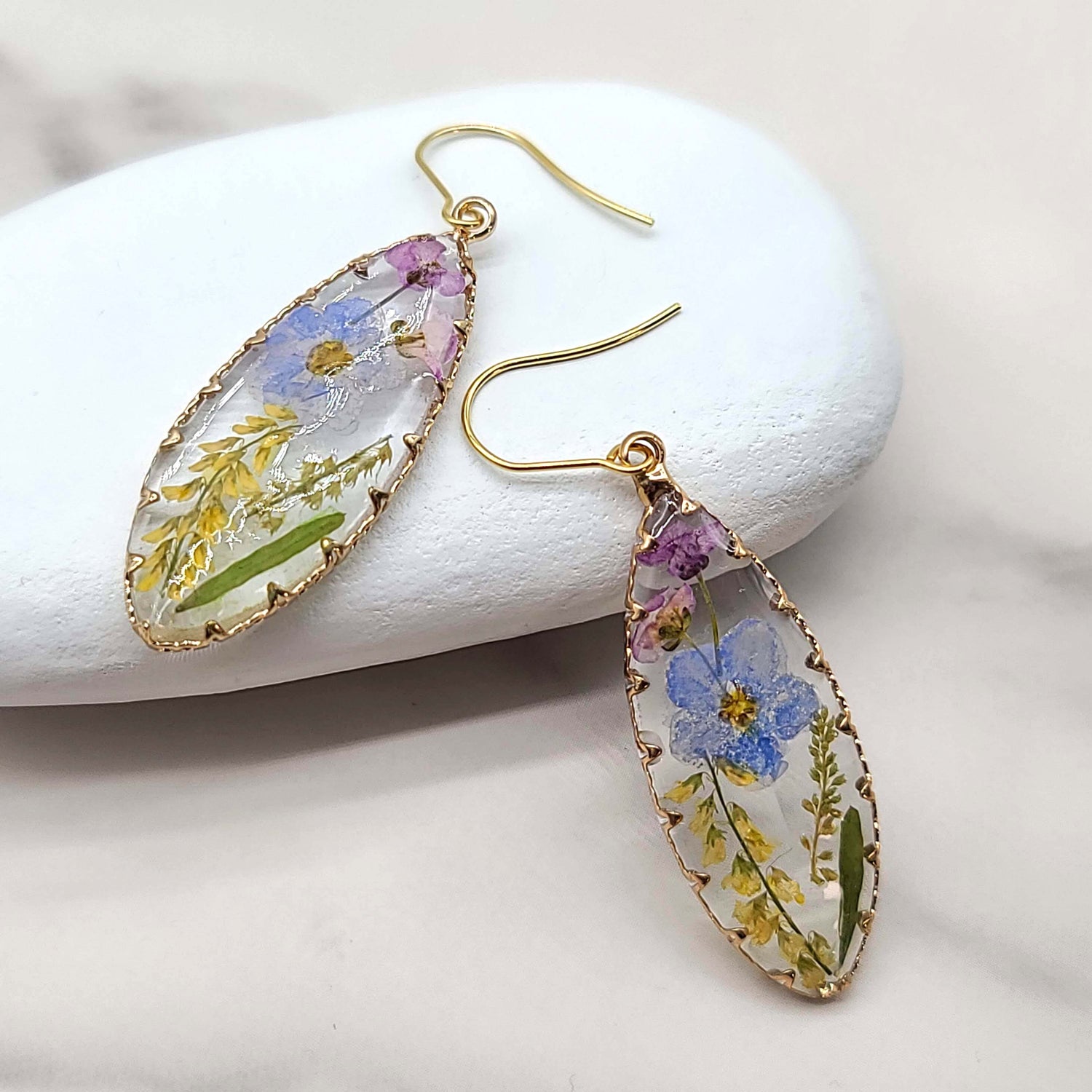 Pressed Flower Hook Earrings