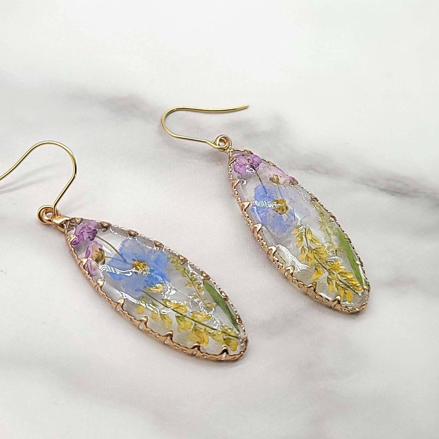 Pressed Flower Hook Earrings