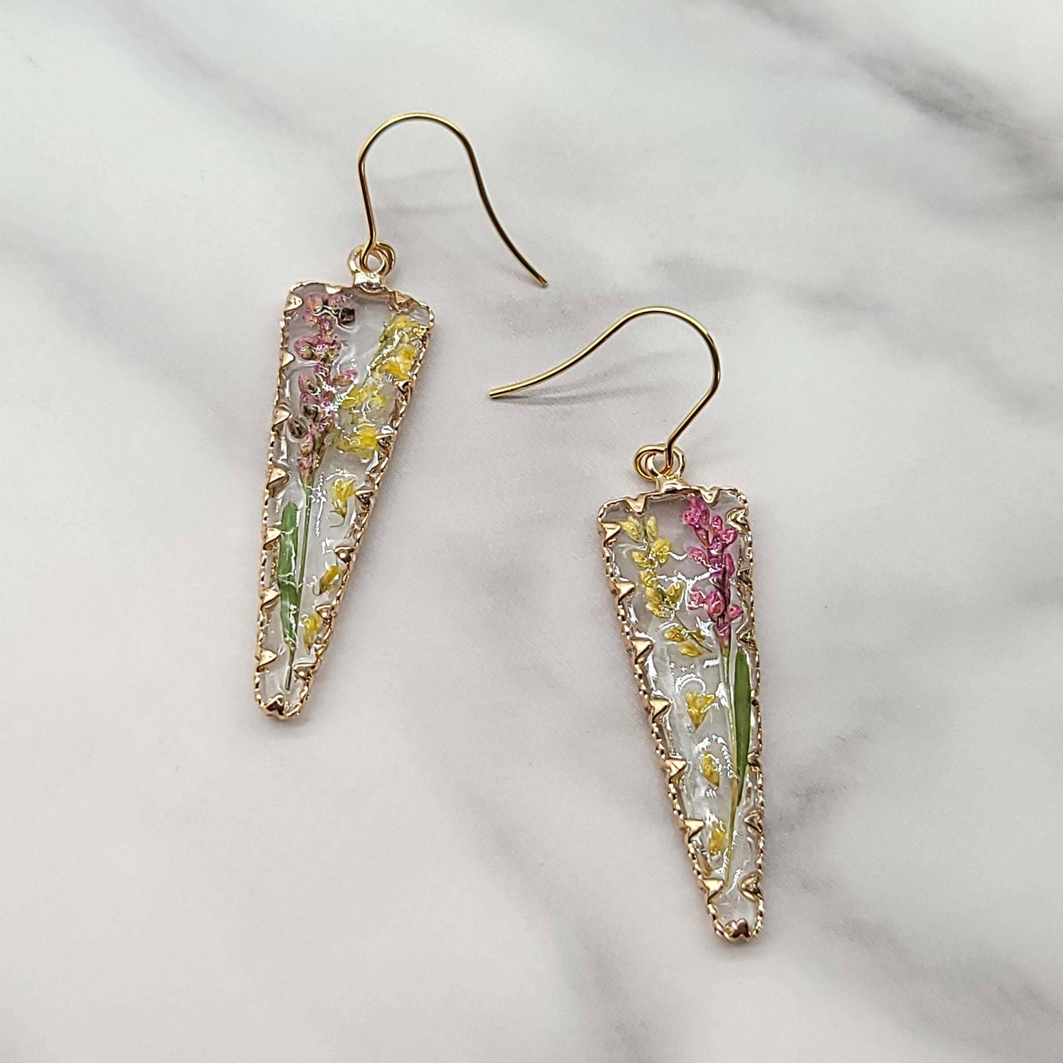 Pressed Flower Hook Earrings