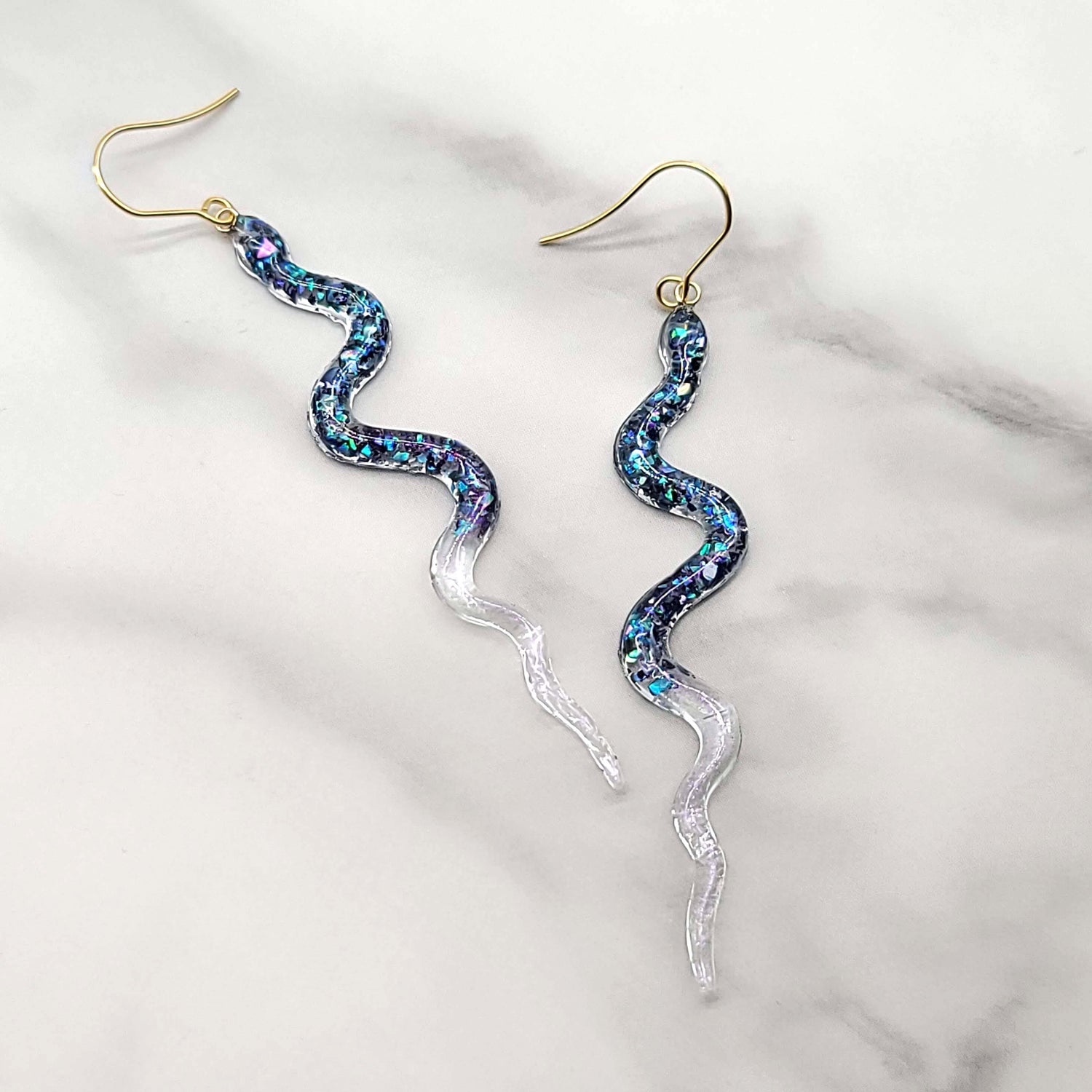 Abalone Shell Snake Earrings