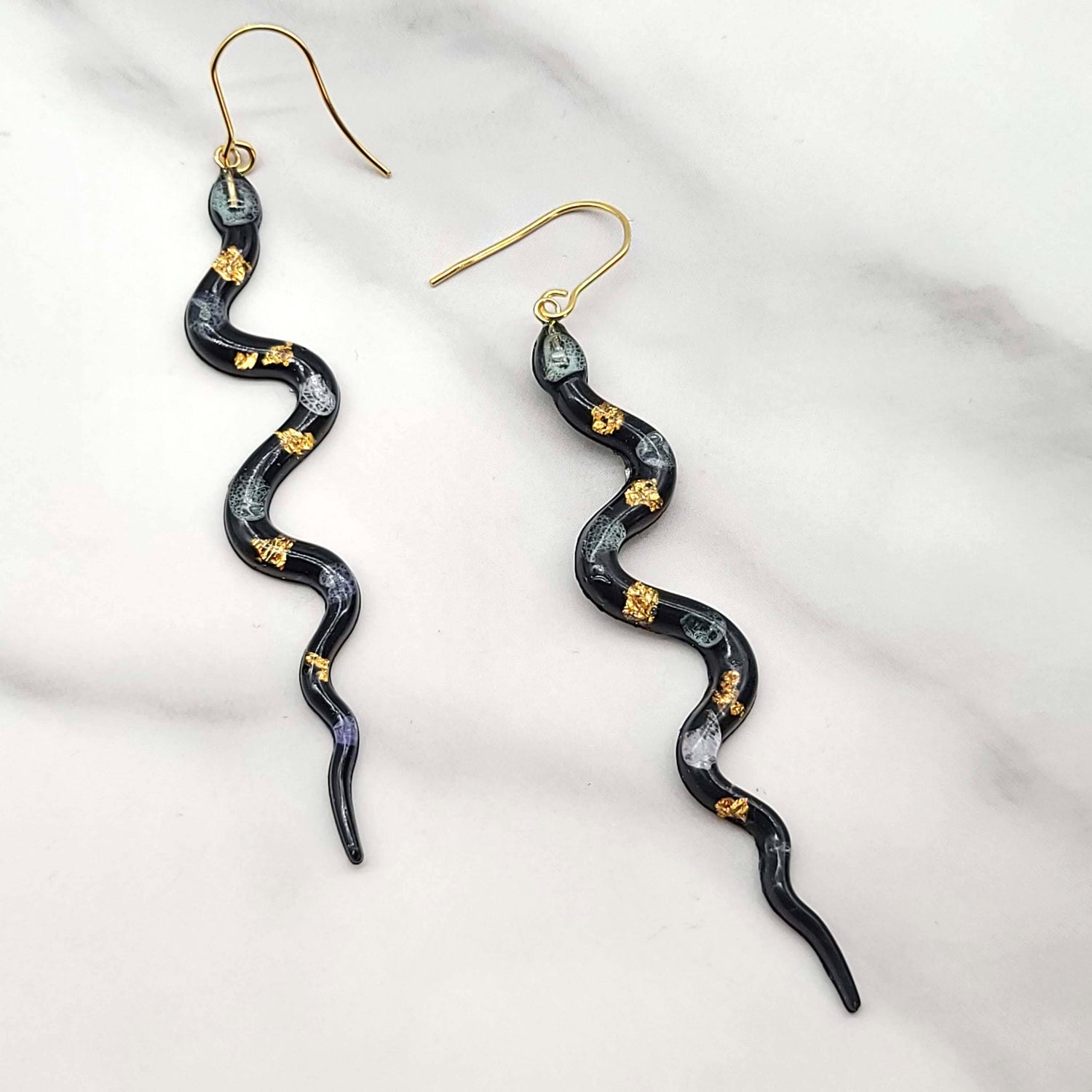Abalone Shell Snake Earrings