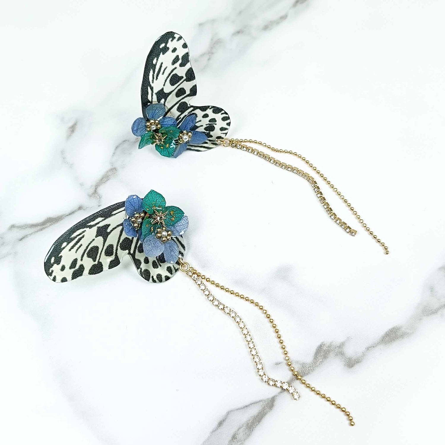 Fairy Butterfly Earrings with Strass Chain