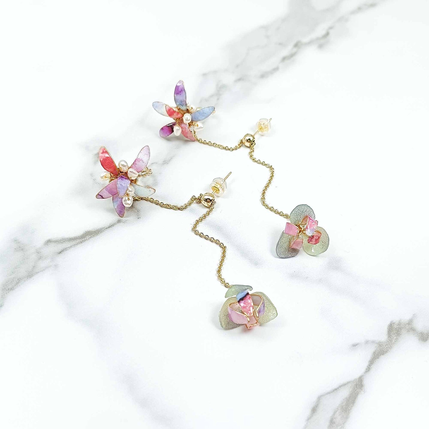 Flower Ear Cuff Chain Earrings