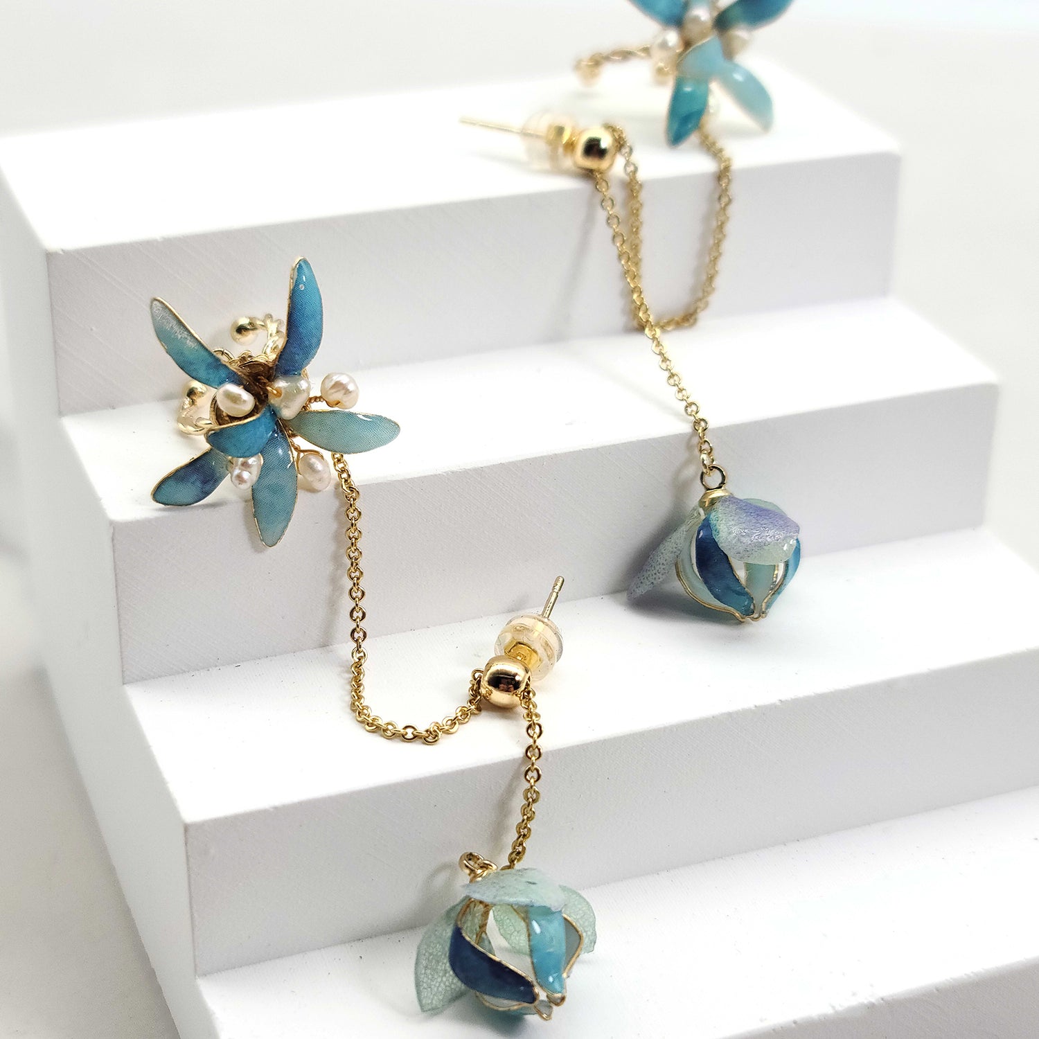 Flower Ear Cuff Chain Earrings