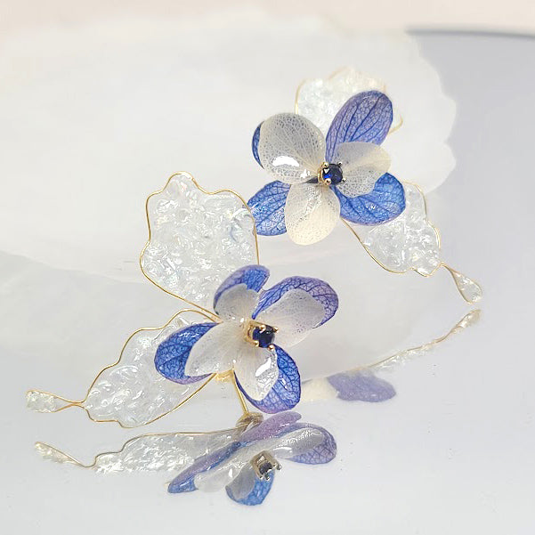 Blue Flower Fairy Wing Earrings