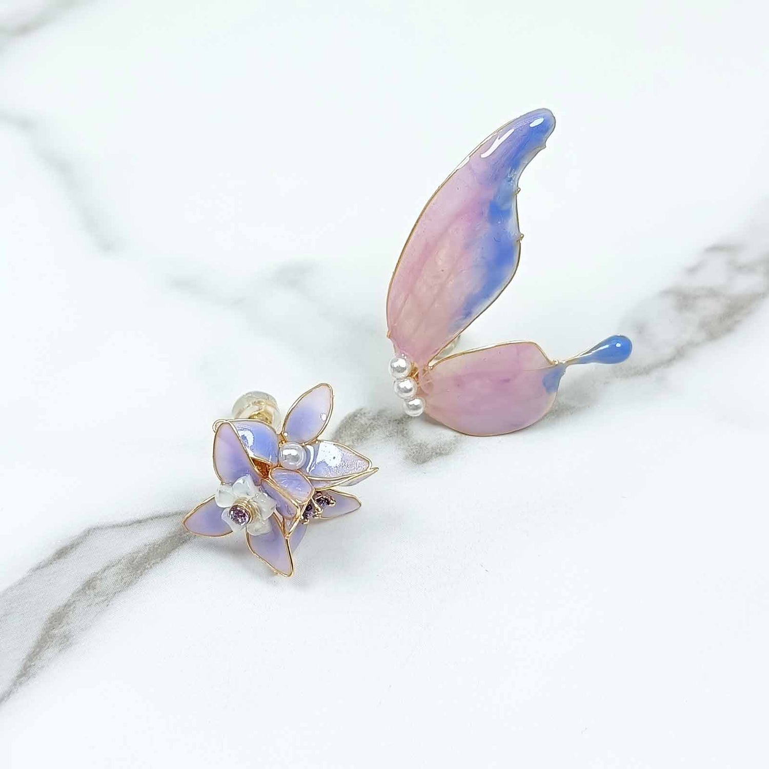 Purple Fairy Butterfly Wing Earrings