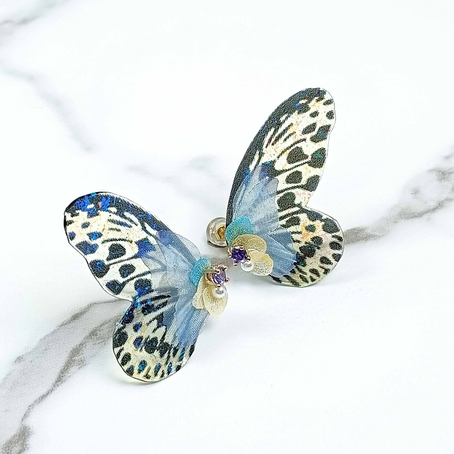 Glitter Butterfly Wing Stud Earrings
