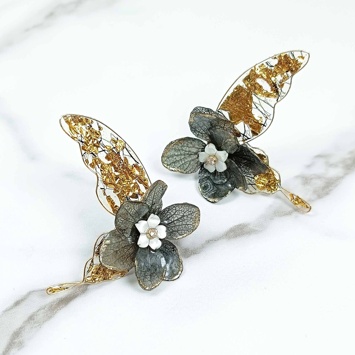 Gold Leaf Butterfly Wing Earrings