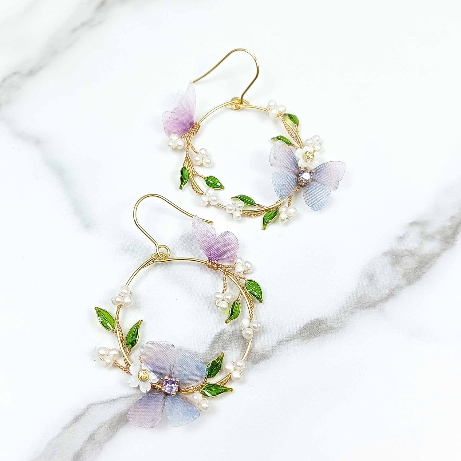 Butterfly Lilly of the Valley Hoop Earrings