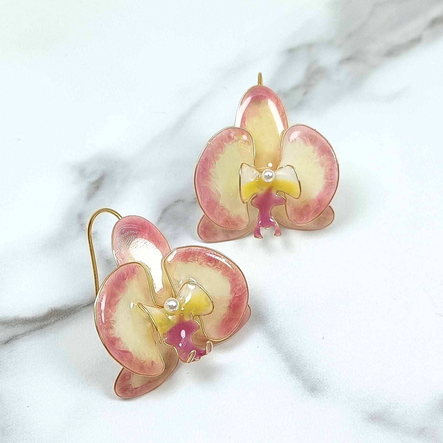 Pink Orchid Earrings