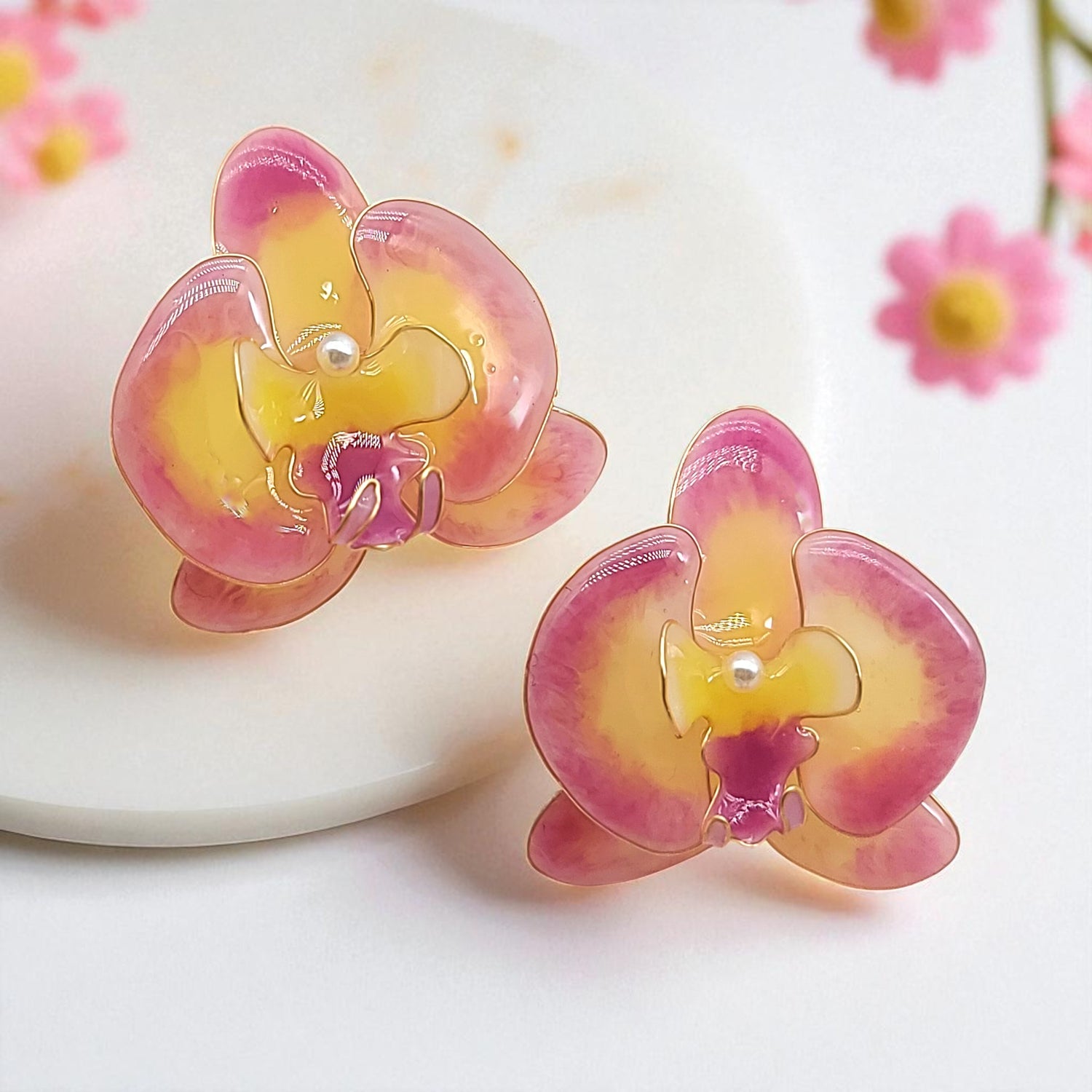 Pink Orchid Earrings