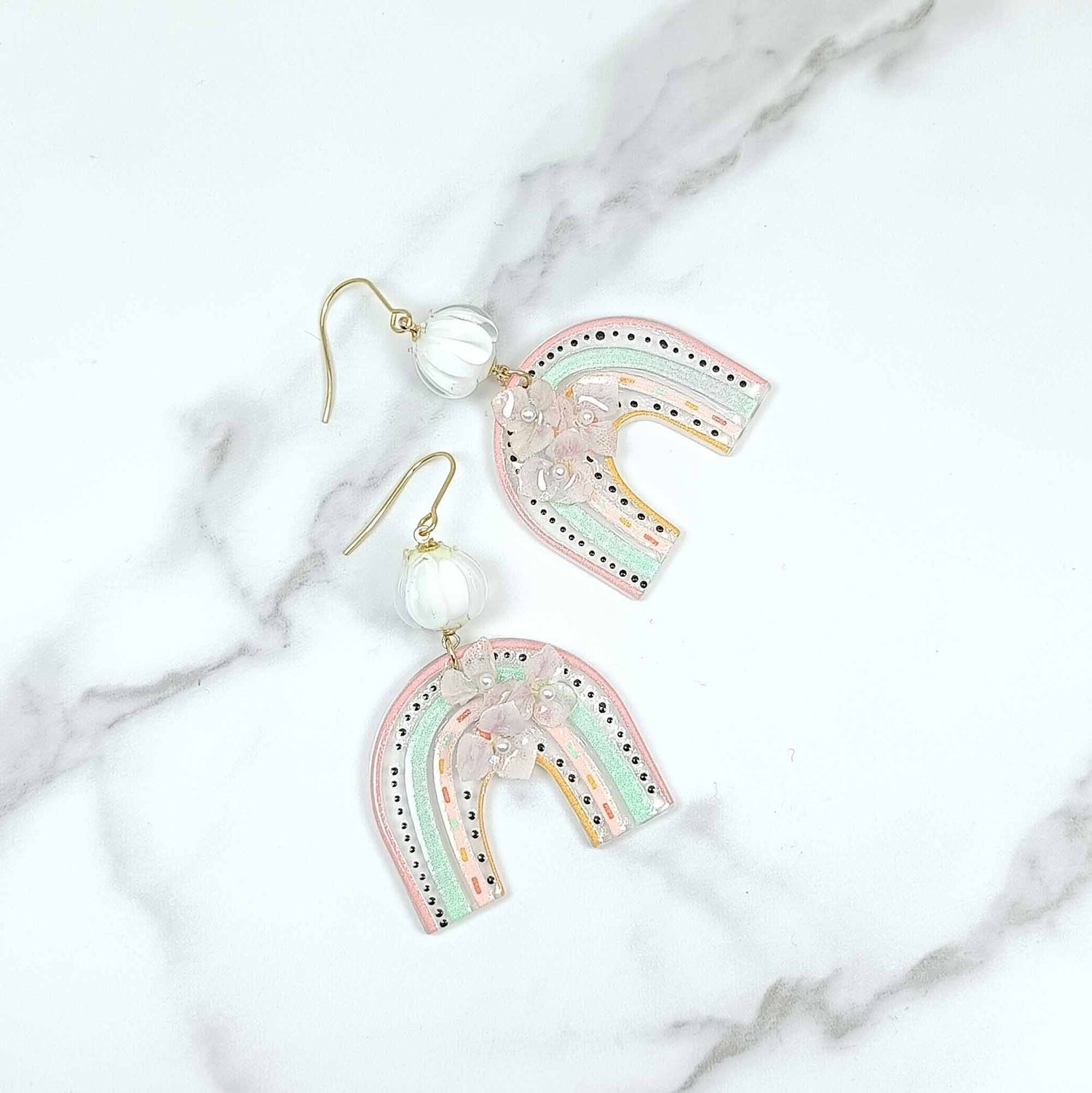 Rainbow Dried Flower Earrings