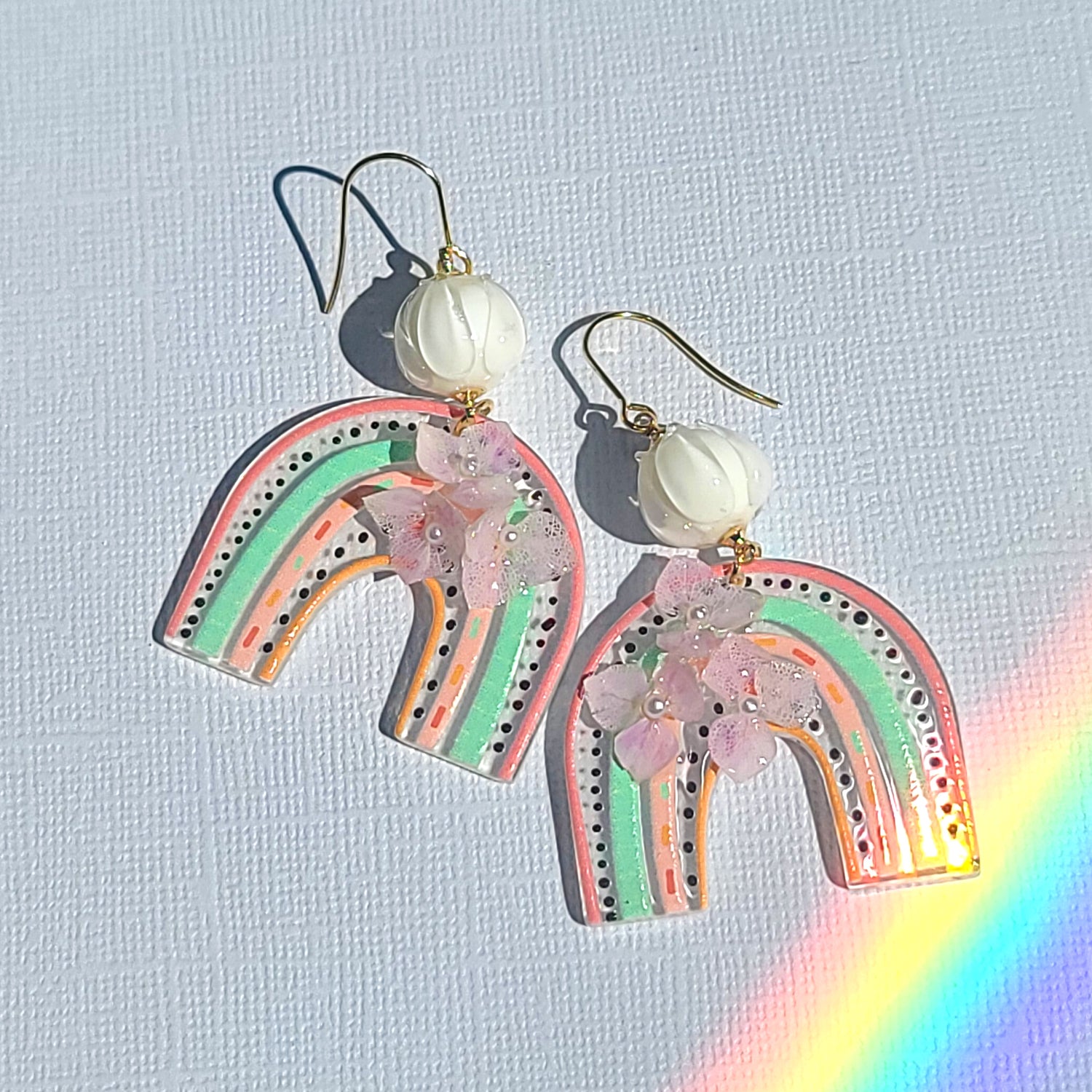 Rainbow Dried Flower Earrings