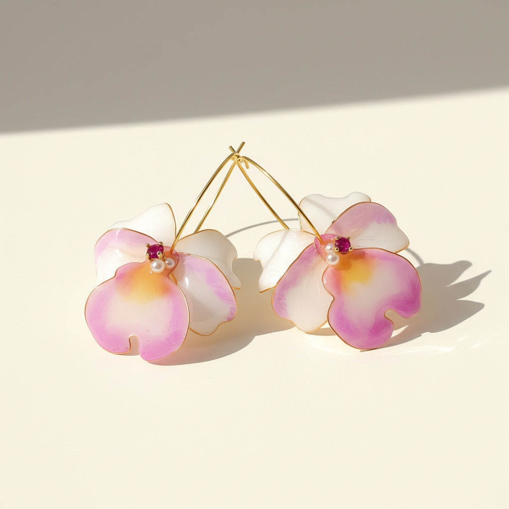 Orchid Hoop Earrings